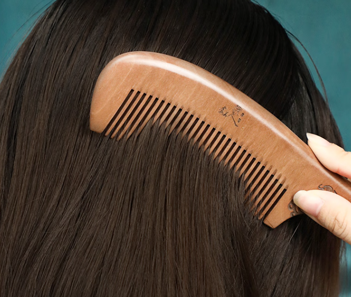 虞美人梳子女木梳桃木雕刻梳子套装礼盒节日礼物送女友龙祥云